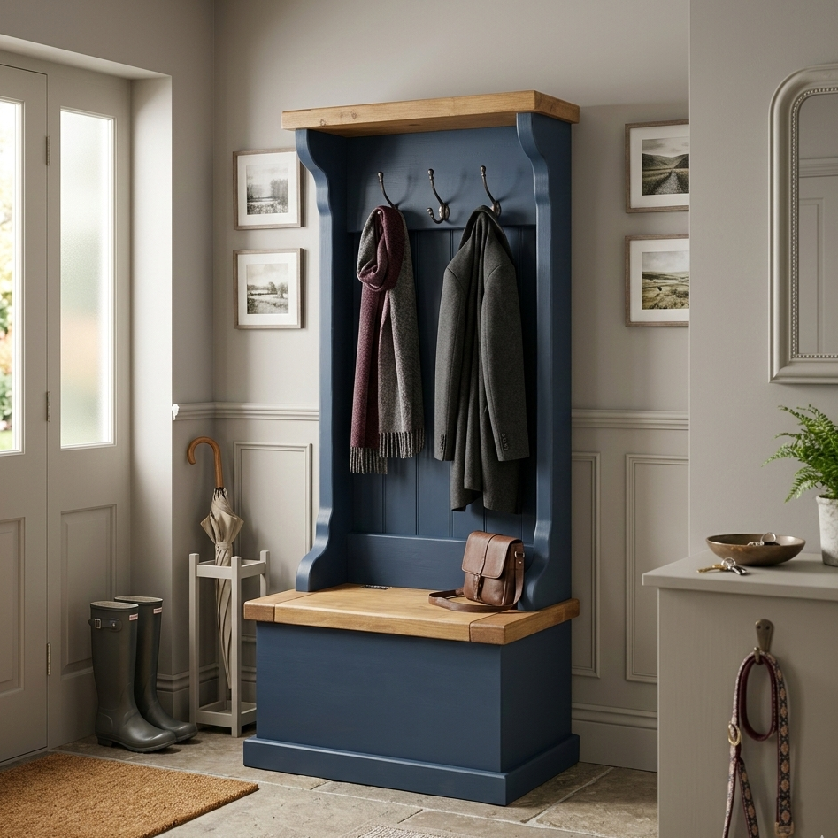 The Higham Slimline Hall Tree | Flip-Top Storage Bench & Any Farrow & Ball Colour | Prices from £400