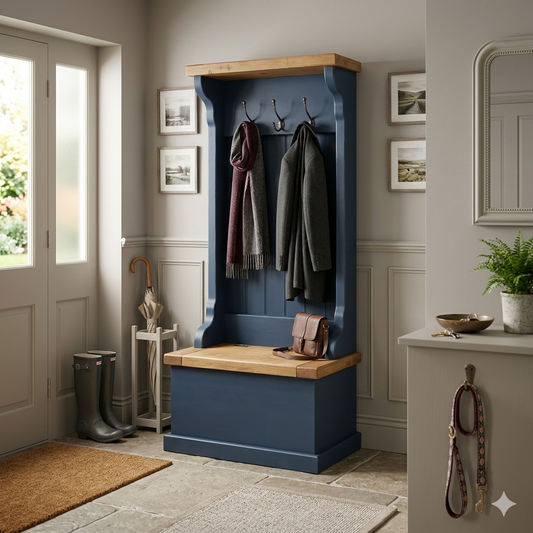 The Higham Slimline Hall Tree | Flip-Top Storage Bench & Any Farrow & Ball Colour