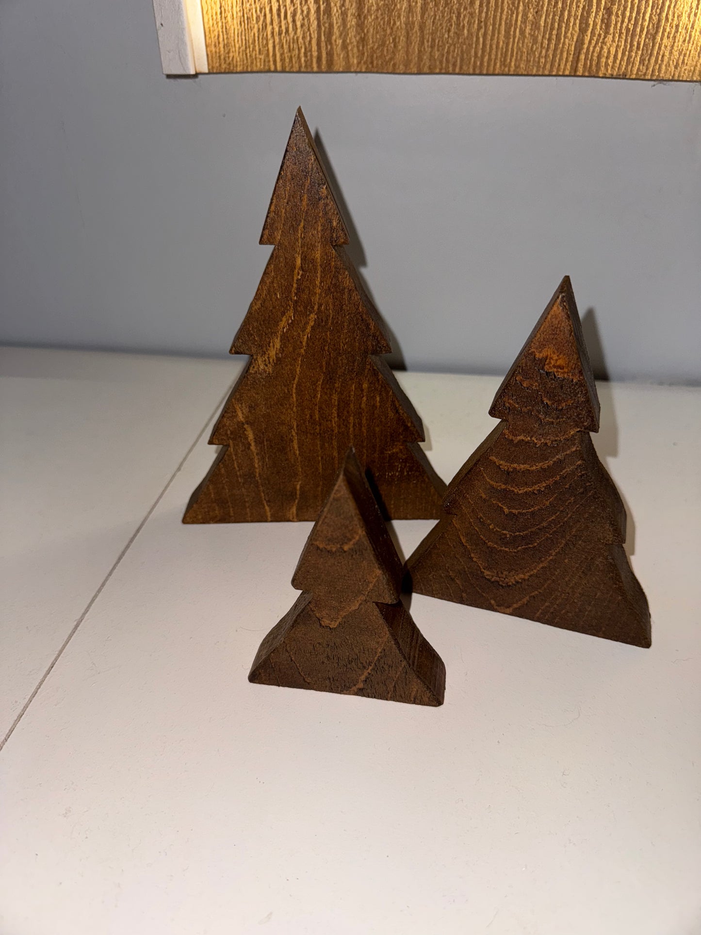 Set of 3 Wooden Christmas Trees – Handcrafted Rustic Decor. FREE Delivery..