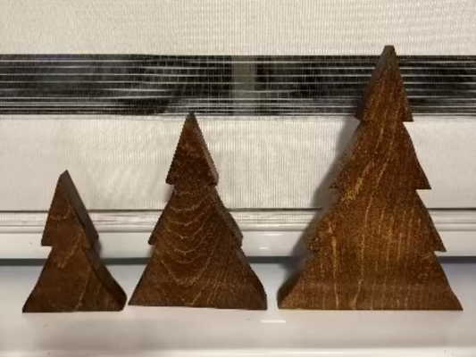 Set of 3 Wooden Christmas Trees – Handcrafted Rustic Decor. FREE Delivery..