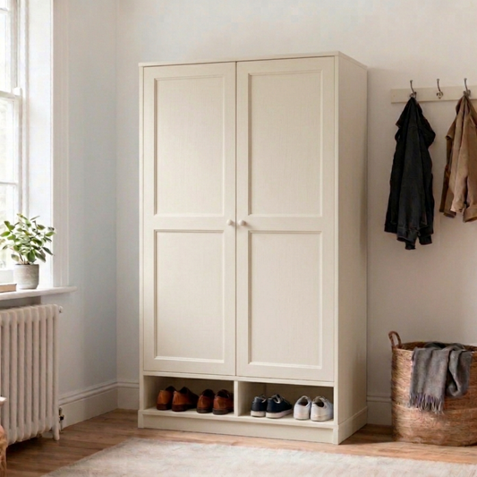 Somerset Hallway Mudroom Unit – 2-Door Cloakroom Wardrobe with Bench & Shoe Storage